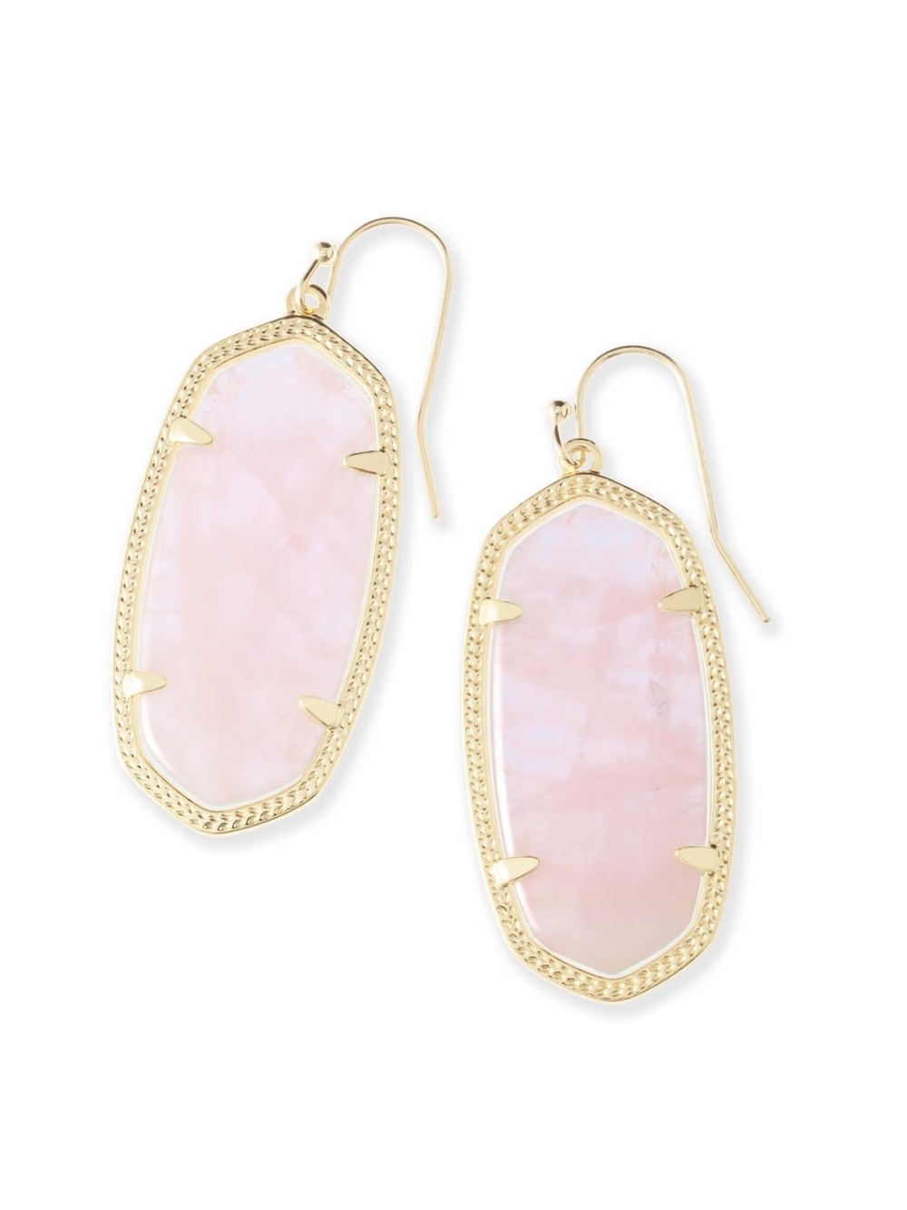 Kendra Scott Elle Gold Drop Earrings in Rose Quartz
